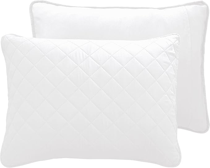 Easy-Going Full/Queen Size Reversible Quilt Set with 1 Quilt and 2 Pillow Shams, Soft Bed Quilt Cover, Water Resistant Lightweight Microfiber Bedspread, Stain Resistant, White/White