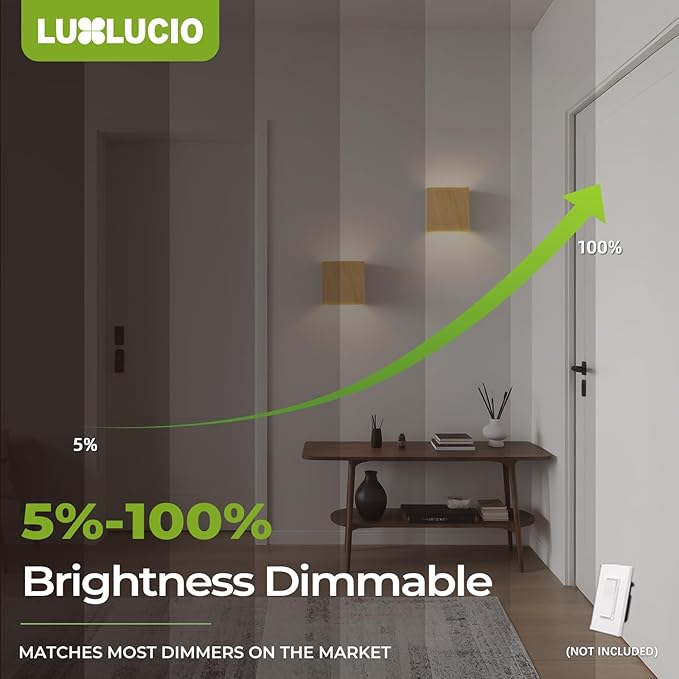 2 Pack Indoor Outdoor Natural Wood Grain Up and Down LED Wall Light, Modern Bedroom/Porch Wall Lamp, IP65 Waterproof, 5%-100% Dimmable 18W 1620lm, 5CCT (2700K-5000K), CRI 90+, 120V-277V