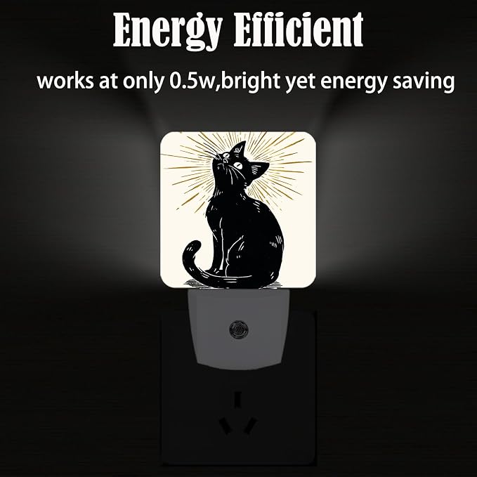 Cute Black Cat Night Light,Funny Paw Plug-in Nightlights Auto Sensor Night Lamp Dusk to Dawn Lamp Home Decor for Nursery Children Girls Boys