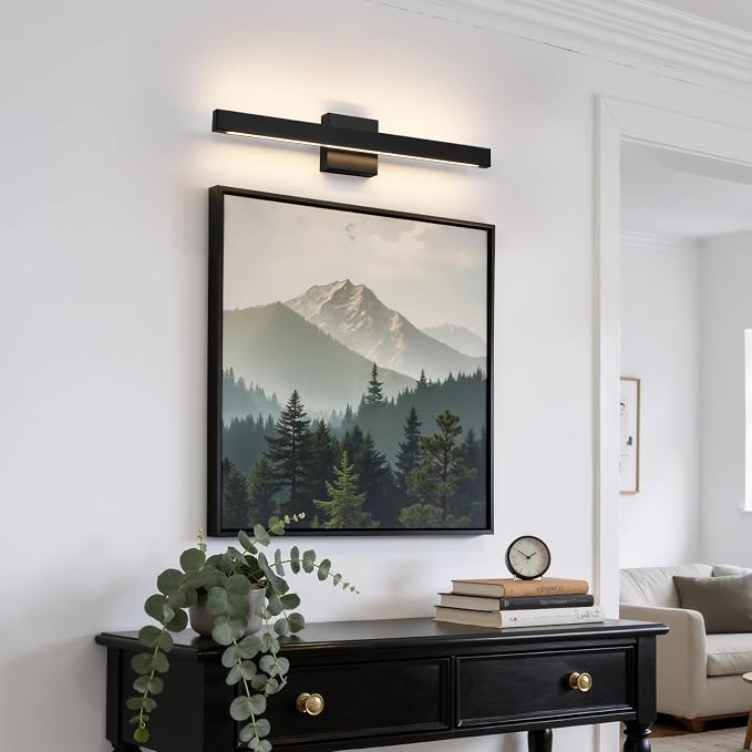 Modern Bathroom Vanity Light 24 Inch Black Bathroom Lighting Fixtures Over Mirror 20W 5CCT Dimmable LED Vanity Lights Bar for Bathroom Mirror Restroom Bedroom