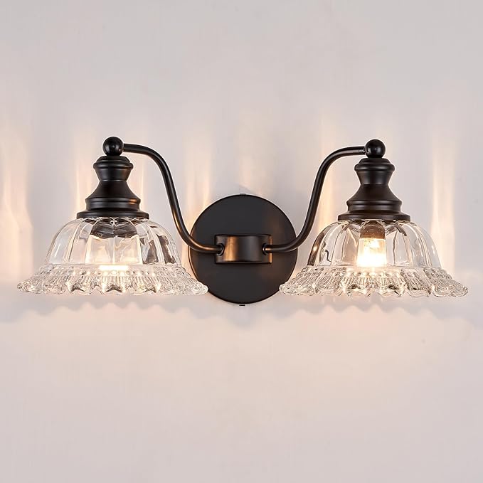 Farmhouse Bathroom Light Fixtures Black Vanity Lights for Bathroom 2 Light Vanity Light Fixtures