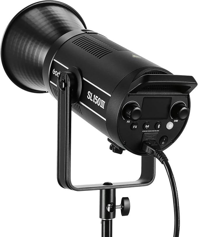 Godox SL150III 160W LED Video Light, 73,600Lux SL150W LED Continuous Light, Studio Bright with Bowens Mount Bluetooth APP Control, 8 FX Effects, Silent Mode for Photography&Filming