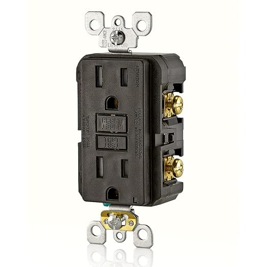 Leviton GFCI Outlet, 15 Amp, Self Test, Tamper-Resistant with LED Indicator Light, Protection from Electric Shock and Electrocution, GFTR1, Brown