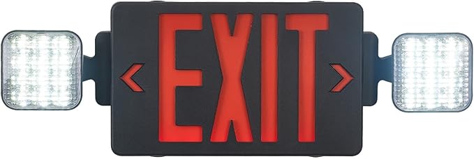TANLUX Black Exit Sign with Emergency Lights, LED Emergency Exit Light with Battery Backup, UL Listed, AC 120/277V, Commercial Emergency Lights Combo for Business - 1 Pack