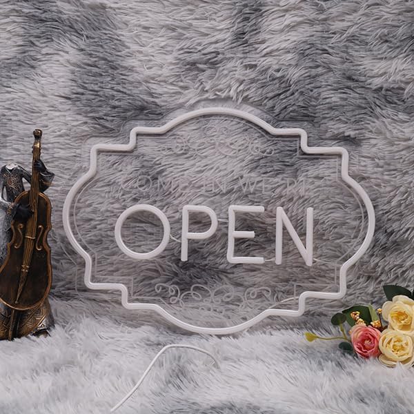 Open Neon Sign 17"x12.6", USB Powered LED Light for Store Decor | Come in we're Open Welcome Light for Restaurants, Cafes, Shops, Bars and Home Decor