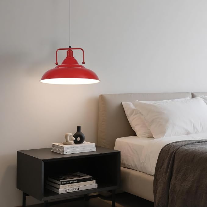 Red Pendant Lights Kitchen Island, Large Pendant Light 15.7" 3 Packs, Farmhouse Pendant Light, Modern Pendant Lights, Kitchen Pendant Lights, Pendant Light for Kitchen, Living Room, Bedroom