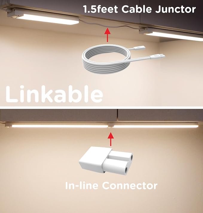Under Cabinet Lighting Plug in, AC120V LED Motion Sensor Light Indoor 3000K/4000K/5000K, Super Bright, Linkable Under Counter Light for Kitchen,Closet,Shelf,Aluminum (16inch,White,1Pack)
