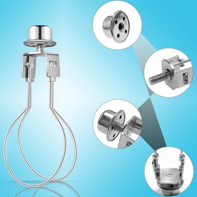 yuntop Clip on Lampshade Adapter, Lamp Shade Light Bulb Clip Adapter Includes Finial, Lamp Shade Holder for Clip On Light Bulbs(1Pcs, Silver)