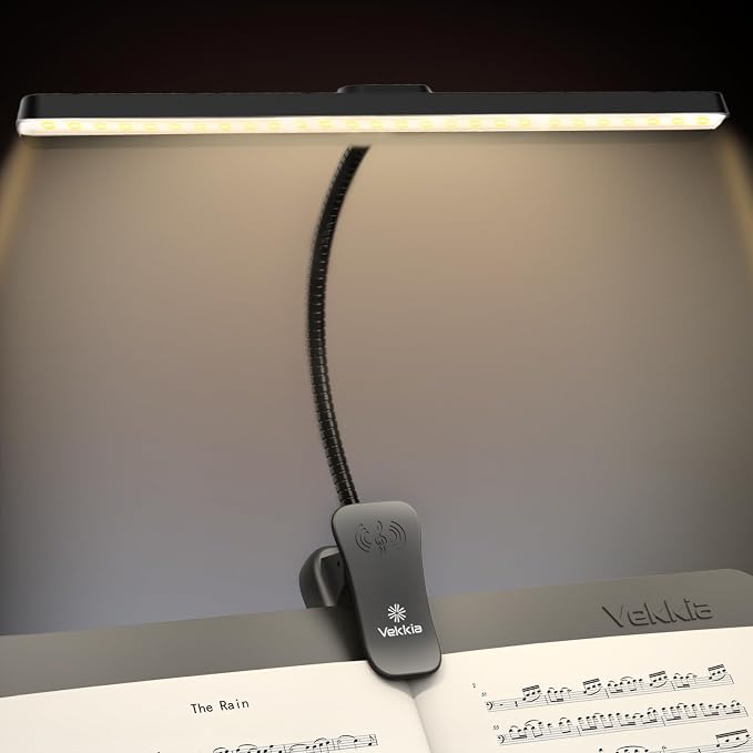 Vekkia Professional 88 LED Rechargeable Music Stand Light | Foldable Clip-on Lamp/Eye-Protective/5 Brightness & 3 Color Temp Adjustments/for Piano, Reading