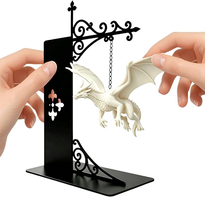Magical Floating Dragon Bookshelf Lamp, Warm LED Dragon Night Light, Fantasy Reading Nook Decor, Unique Gift for Fantasy Lovers and Book Readers (White)