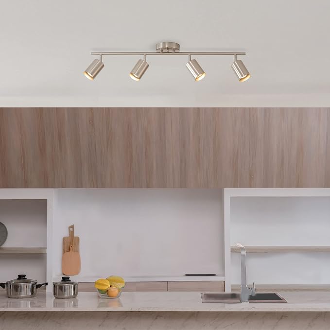 Globe Electric Pratt 4-Light Track Lighting, Brushed Nickel Finish, Bulb Not Included