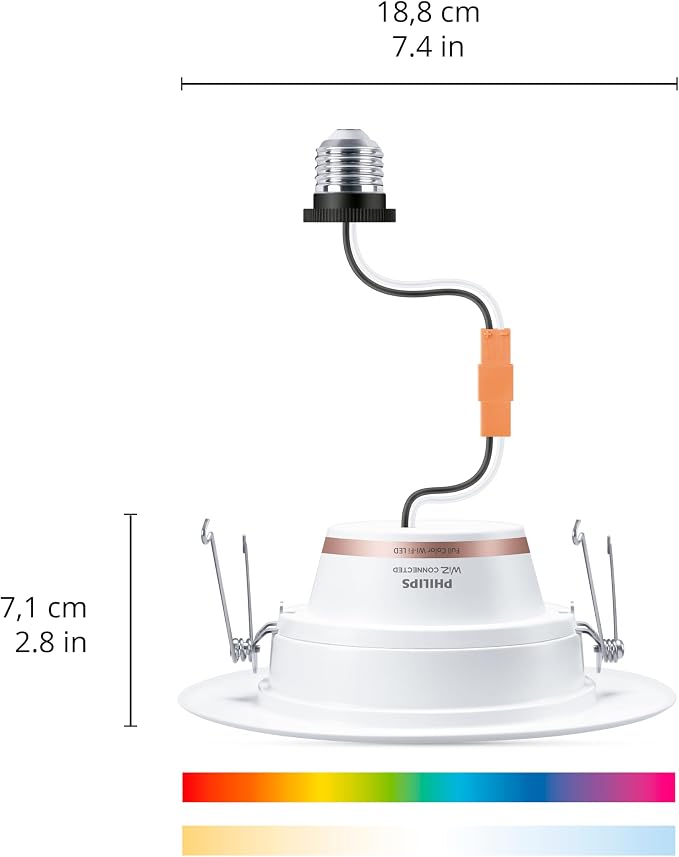 PHILIPS Smart 5-6 Inch Retrofit Recessed Downlight 4-Pack, 750 Lumens, LED Color Changing Lights, Connects to Wi-Fi, Control with Voice or App, Powered by WiZ Connected