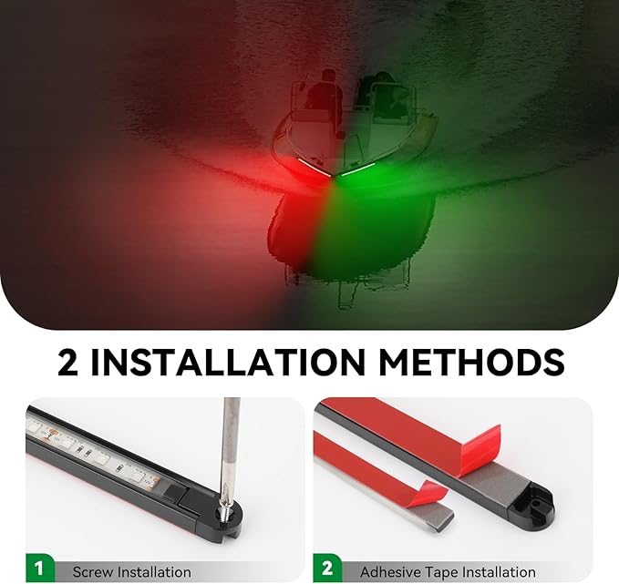 Boats Navigation Lights, Navigation Lights For Boats Led, Waterproof Boat Red and Green Bow Lighting, Marine Fishing Lighting, Marine Nav Lights for Pontoon Bass Jon Jet Ski Kayak