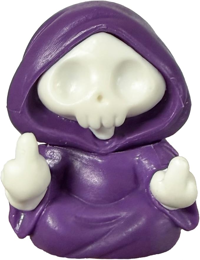 Halloween Skull Figurine Spooky & Cute Ghost Statue Halloween Ghost Statues, Cute Mini Middle Finger Skeleton Sculpture for Holiday Desk Office Table Ornaments Decoration