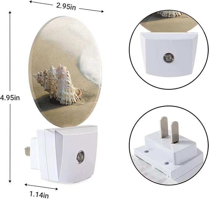 EKOBLA Summer Beach LED Night Light Conch Shell on Beach Sea Waves Ocean Plug-in Nightlights Home Auto Sensor LED Dusk to Dawn Light for Bedroom Bathroom Kitchen Corridor