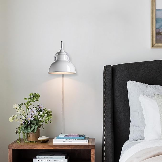 Mini Gooseneck Wall Sconce, 2-Way Mount with Switch, Bright White | Flexible Gooseneck, Plug-in & Hardwired Dual Installation, On/Off Switch Included, Fits Bedroom, Corridor, Porch