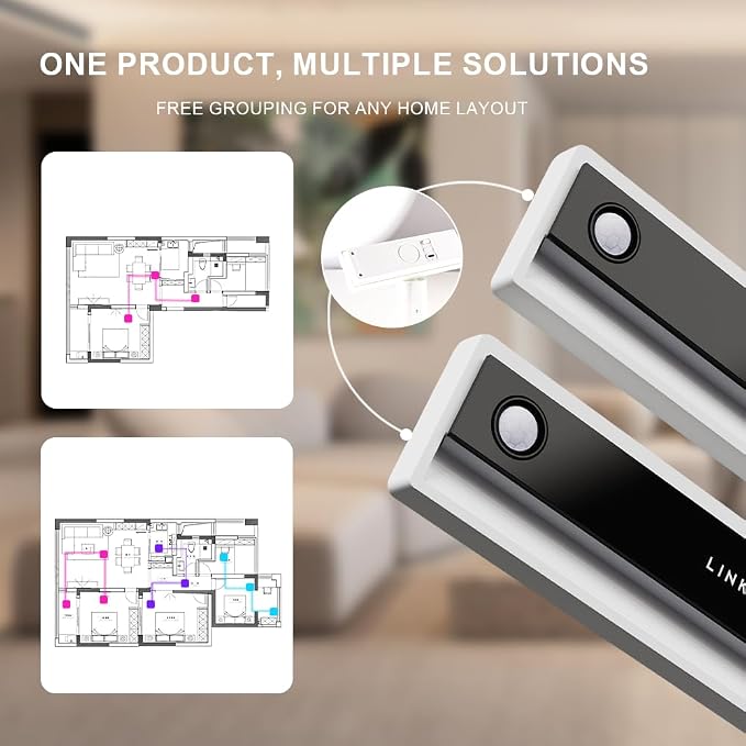 Under Cabinet Lights LED Wireless Motion Sensor Light Indoor USB Charging 2 Levels Dimmable Magnetic Closet Lights Under Bed Lights for Kitchen Cabinets Wall Stairs (1Pack)