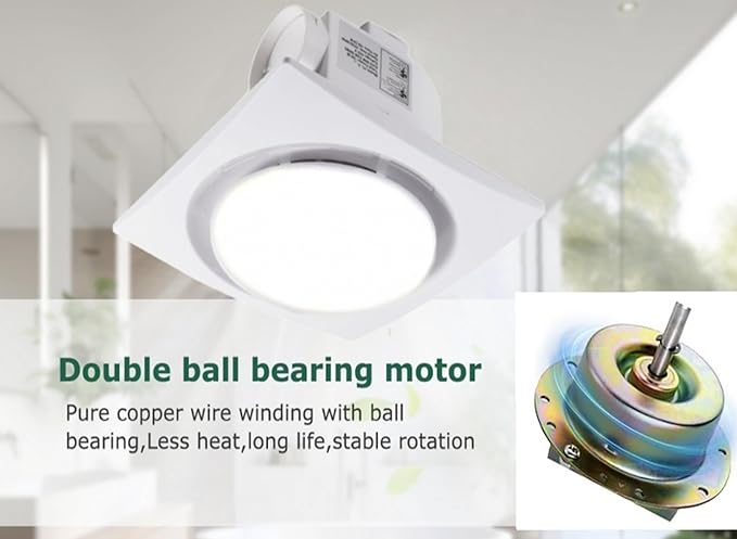 Bathroom Exhaust Fan with LED Light Ceiling Mount Ventilation Fan 90 CFM 1.0 Sones 4 Inch Duct Quiet Bathroom Vent Fan with Light Combo 5000K for Home Bath Office Hotel White (8Inches-Round)