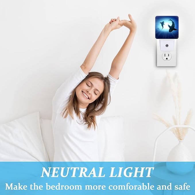 Blue Cute Shark Night Light, Plug-into Wall Fish Sea Ocean Theme Nightlight Lamp with Dusk to Dawn Sensor, Led Lamp 0.5W Energy Efficient for Boys Girls Adults Home Decor