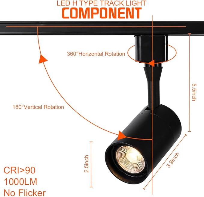 10W Track Lighting Heads,Dimmable H Track Light Heads,Warm White 2700K,Halo Track Light GU10 Bulb for Accent Retail Artwork, Kitchen 120V 36° Angle Halo Type(10 Pack) (2700K(Warm White) Black)