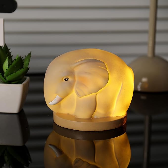 Elephant Night Light for Kids, Cute Elephant Lamp for Nursery, Battery Powered Resin Nightlight, Kids Room Decor, Elephant Gifts for Birthday