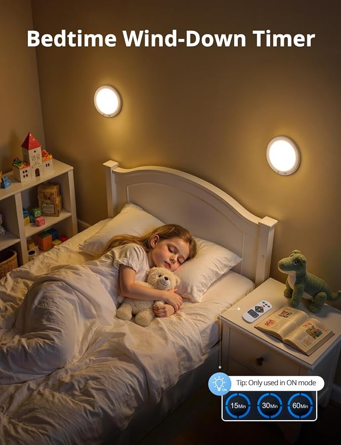 Rechargeable Motion Sensor Ceiling Light with Remote Wireless, 60 Days Battery Powered Shower Lamp Magnetic Dimming Timing Stick on Cordless Lighting for Closet Pantry without Electricity 2Pack