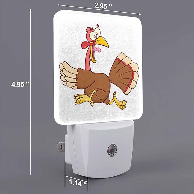LED Night Light Plug into Wall with Dusk to Dawn Light Sensor White Energy Efficient Scared Turkey Escape for Freedom Nightlight for Bedroom Bathroom Hallway Living Room Kitchen