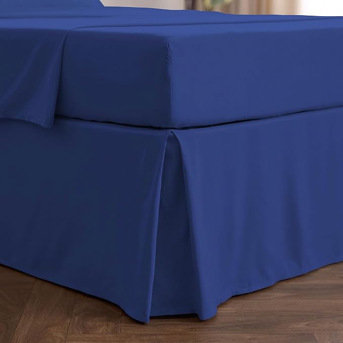 Mellanni Bed Skirt King Size - Tailored Drop Bed Skirting | 15-Inch Pleated Dust Ruffle - Hotel Luxury Bedding - Wrinkle, Fade, Stain Resistant - 1 Bedskirt (King, Royal Blue)