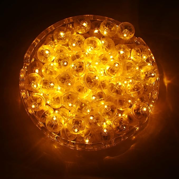 Aogist 100 PCS Orange Balloon Light with Loop for Hanging, Mini Ball Lamp Round Tiny Led Light for Paper Lanterns Balloons Vases Cups Birthday Party Event Wedding Halloween Christmas Decoration