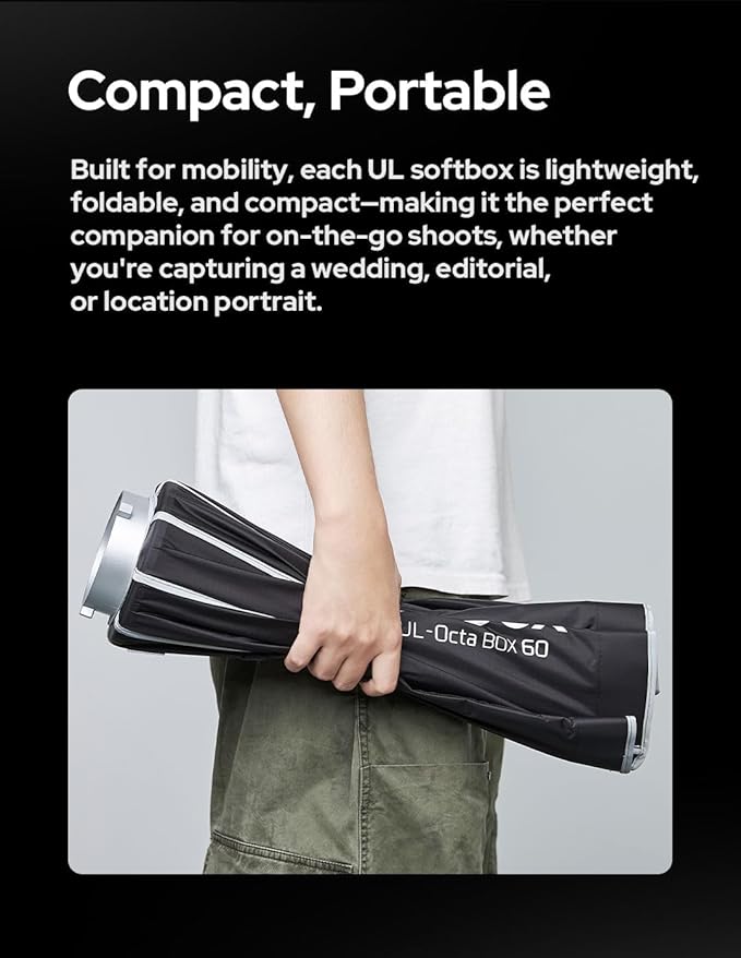 Godox Softbox UL-30x120 11.8"x47.2" Strip Softbox, Quick-Release Umbrella Design Bowens Mount with Grid & Deflector, for Rim Lighting & Product Photography
