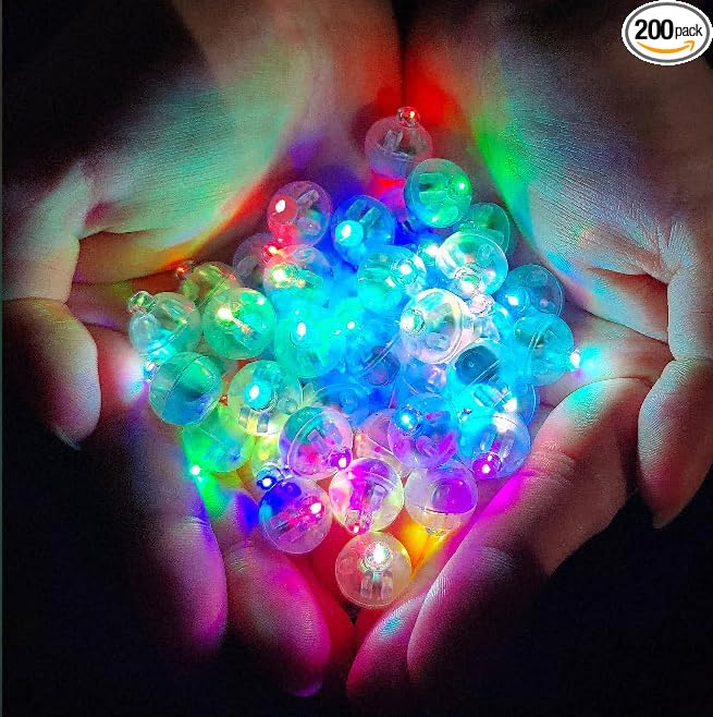 200Pcs Mini LED Ballon Lights Long Standby Time Waterproof Mini Light,Round Ball Lamp for Latex Balloon Paper Lantern Party Wedding Festival Christmas Halloween Decorative (Color)