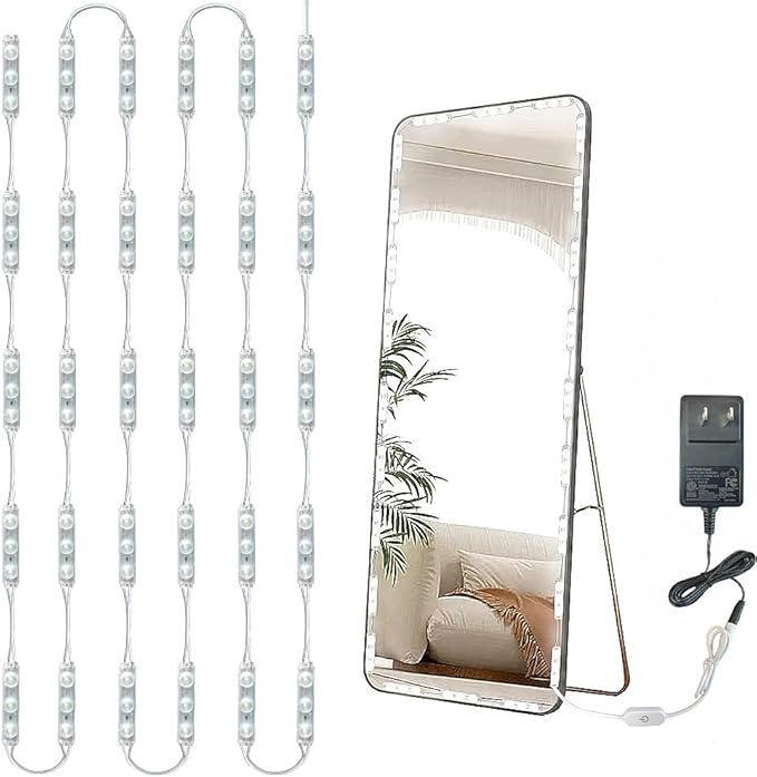 Hollywood Style Vanity Lights Kit, LED White 13.5ft Dimmable Mirror Lights,Vanity Lights for Mirror, Full Body Mirror, Vanity Mirror, Makeup Table & Bathroom Lighting(Mirror Not Include)