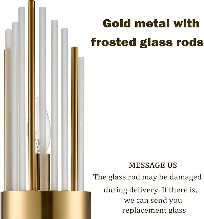 2-Light Modern Crystal Wall Sconces Titanium Gold Frosted Glass | Gold Vanity Wall Light Luxury Set of 2 Wall Light Fixtures for Bedroom Living Room Dining Room Vanity Mirror Light