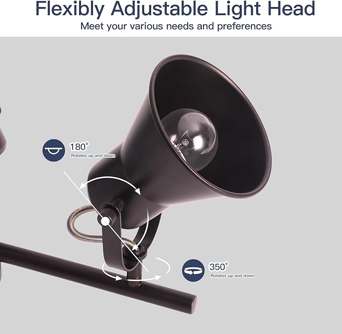 SEEBLEN 4-Light Brown Track Lighting Fixtures Ceiling, Directional Ceiling Spotlight with 4 Rotatable Heads, Modern Industrial Flush Mount Ceiling Light for Kitchen Island, Dining Room, Hallway