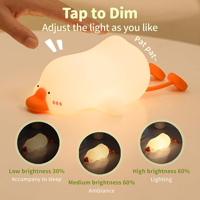 Goose Night Light, Cute LED Lamp, Silicone Dimmable Nursery Nightlight for Kids, Rechargeable Bedside Touch Lamp, Funny Office Desk Light and Home Decor(Goose)…