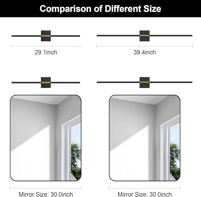 Battery Operated Wall Sconce Set of Two with Remote Control, 3000K-6000K Dimmable Black Gold Wall Lights, Timable LED Wireless Wall Sconces, 350° Ratate for Bathroom, Living Room, 39.4 Inch