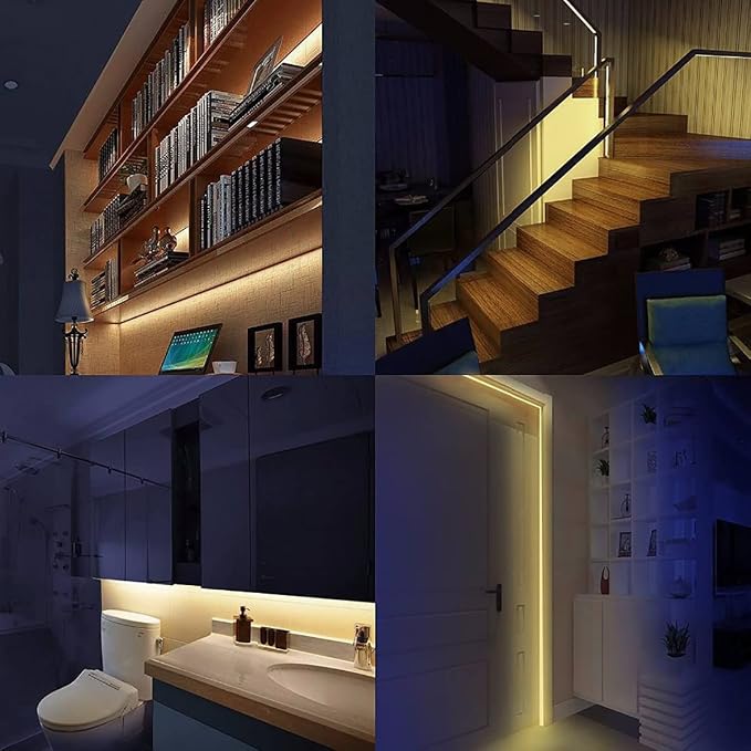 12V LED Strip Light, Warm White 3000K 16.4ft LED Light Strip Black PCB Board SMD 5050 IP65 Waterproof 300 LEDs LED Tape LED Rope Lights for Bedroom, Kitchen Decoration