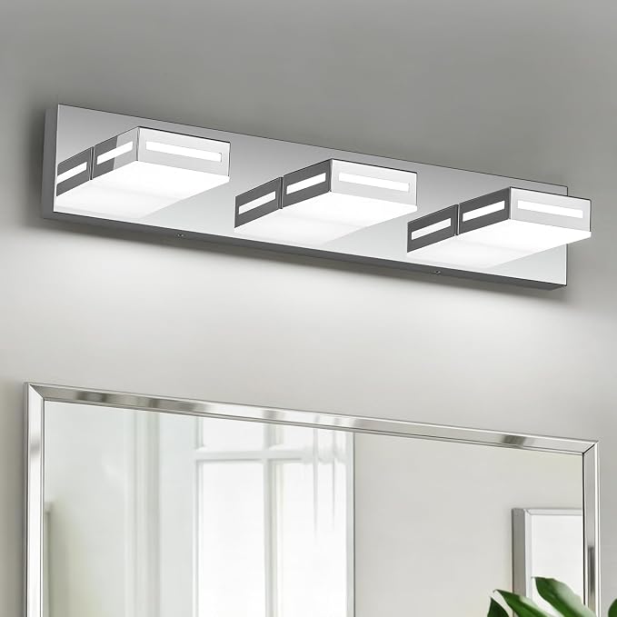 LED Modern Bathroom Light Fixtures, 3-Light 24-Inch Dimmable 5CCT Adjustable Chrome Vanity Lights for Bathroom Lighting Fixtures Over Mirror, 350° Rotatable Wall Lamp