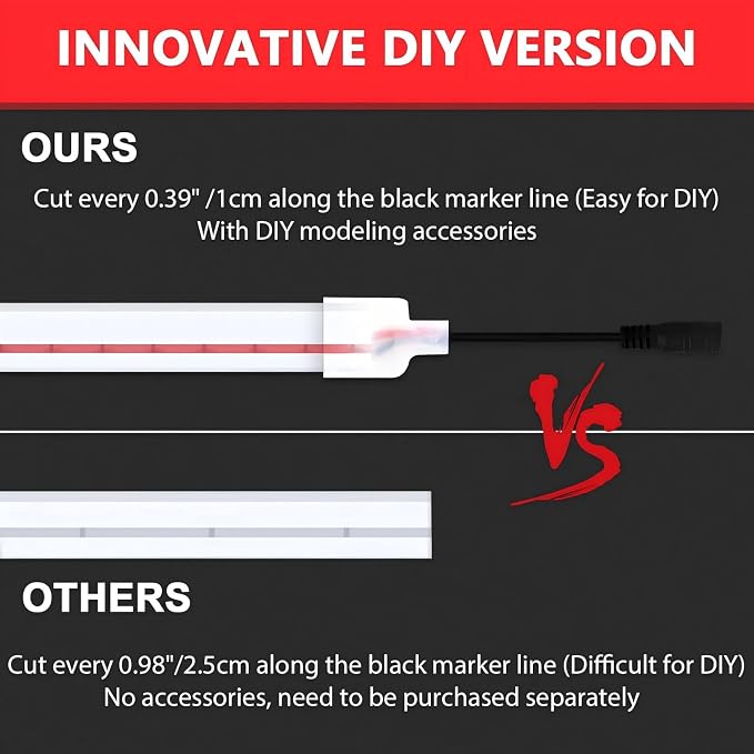 Lamomo Red Led Strip Lights 32.8Ft, 2 Roll Neon Rope Strip 0.39In/Cut, 12V Flex Waterproof Silicone DIY Neon Sign for Kitchen Bedroom Commercial Decor, 6mm Width（Power Adapter not Included）