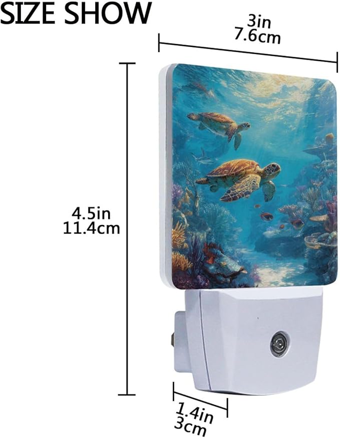Sea Turtles Night Light Dusk to Dawn Sensor LED Night Dimmable Nightlight Lights Plug into Wall for Living Room