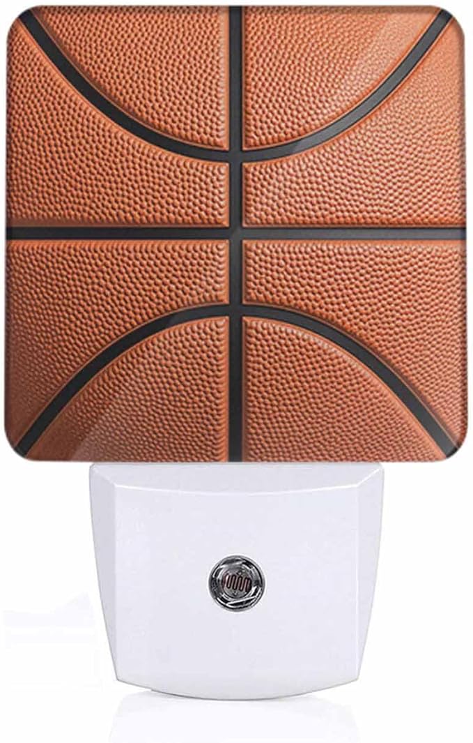 Basketball Background Night Lights Plug into Wall Highly Detailed Texture Night Light with Dusk to Dawn Sensor for Home Bedroom Bathroom Living Room 0.5W Sleep-Friendly