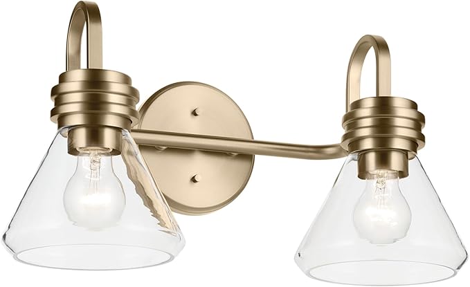 Kichler 6-Light Bathroom Vanity Light, Brushed Nickel | Round bath bar vanity light for damp locations and mirrors (36" x 4.75"), 5018NI
