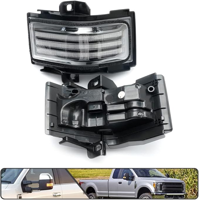 2Pcs Sequential LED Side Mirror Marker Light for Ford F150 2015-2023, F250 F350 F450 F550 Super Duty 2017-2023 Amber Dynamic Blinker Indicator Turn Signal Light White Driving/Running Light Clear Lens