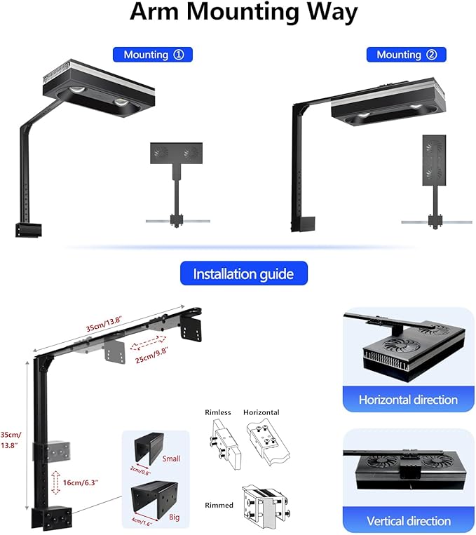 PopBloom RL180 Full Spectrum Reef Light WiFi Marine Reef LED Aquarium Light Saltwater Aquarium Fish Tank Lamp (180W WiFi White)