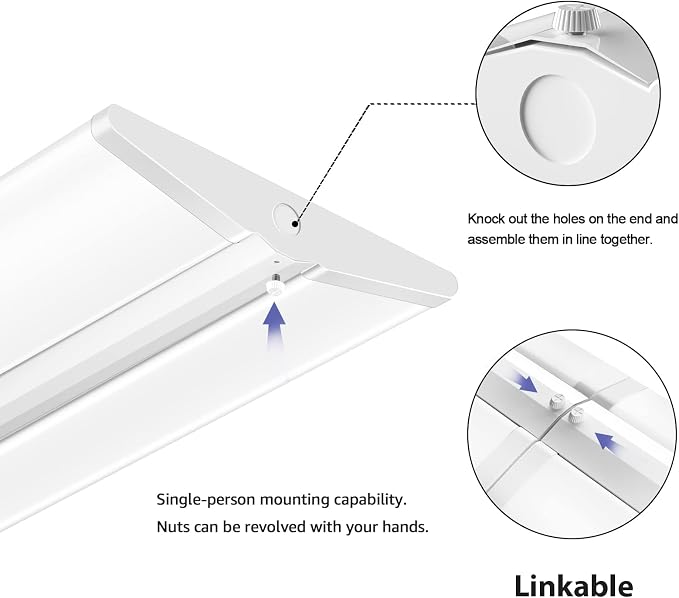 ANTLUX 72W 4FT LED Wraparound Office Light Ultra Slim, 8000 Lumens, LED Garage Lights Flush Mount, 4000K, No Glare, 4 Foot Wrap Shop Ceiling Lighting Fixtures, Fluorescent Light Replacement