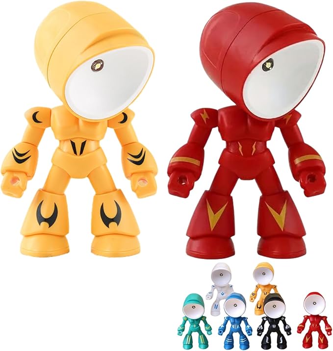 2PCS Lonely Robot Cartoon Cute Robot Design Companion Table Light, LED Mini Night Light, Mini Portable, for Bedroom Office, Thanksgiving Gifts (2pcs-H)