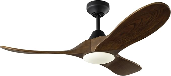 Generation Lighting | 3MAVSM44MBKD | Maverick Smart 44 LED DC Ceiling Fan in Midnight Black with Dark Walnut Blades and Light Kit | Handheld Remote, 6-speed, Reverse and Dimmer | Damp Rated
