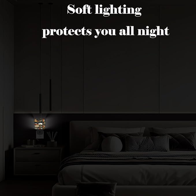 Sleeping Cat and Bookshelf Night Light,Plug-in Night Lights with Dusk-to-Dawn Sensor for Stairway,Hallway,Bedroom Sleep Friendly Ideal for Women/Girls/Boys Gift,0.5w
