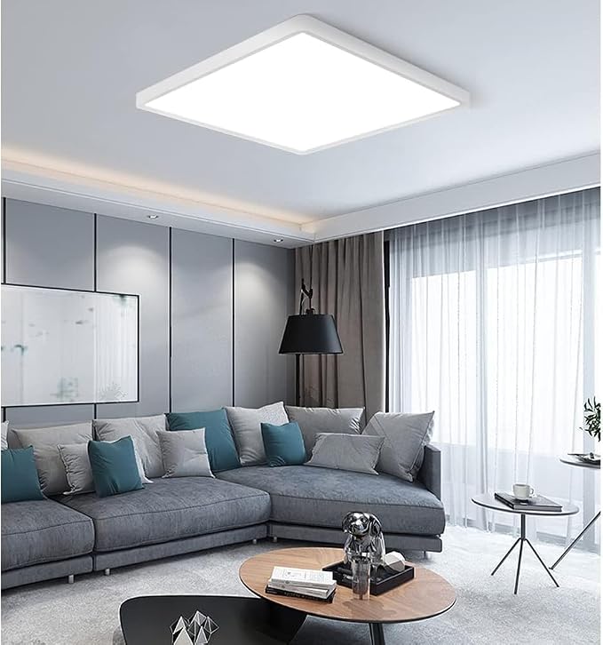 LED Flush Mount Ceiling Light Fixture, 2800K Warm White, 12inch 24W, 3200LM, Slim Flat Panel Lighting Fixture, Square Modern Ceiling Lamp for Bedroom, Kitchen, Living Room, Closet, Stairwell, IP40