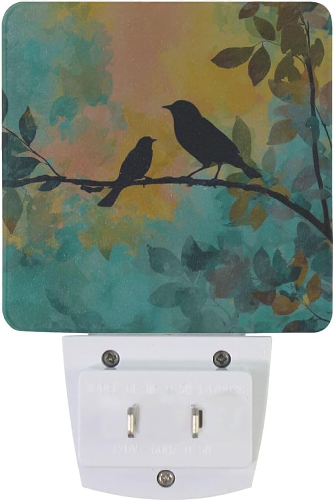 Black Bird Orange Green Night Light Dusk to Dawn Sensor LED Night Dimmable Nightlight Lights Plug into Wall for Living Room